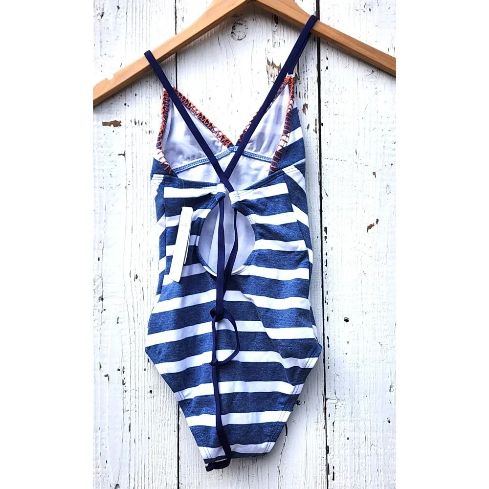 Splendid Girls Chambray Cottage Striped One Piece Sz 8 - Picture 4 of 7